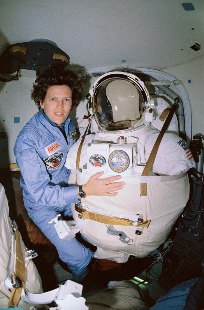 Space History Photo: Kathy Sullivan Dons Her Suit